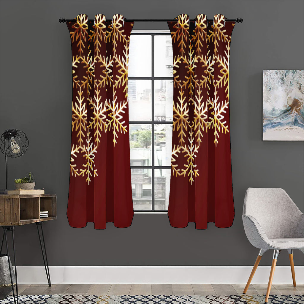 Golden Snowflake Print Curtain