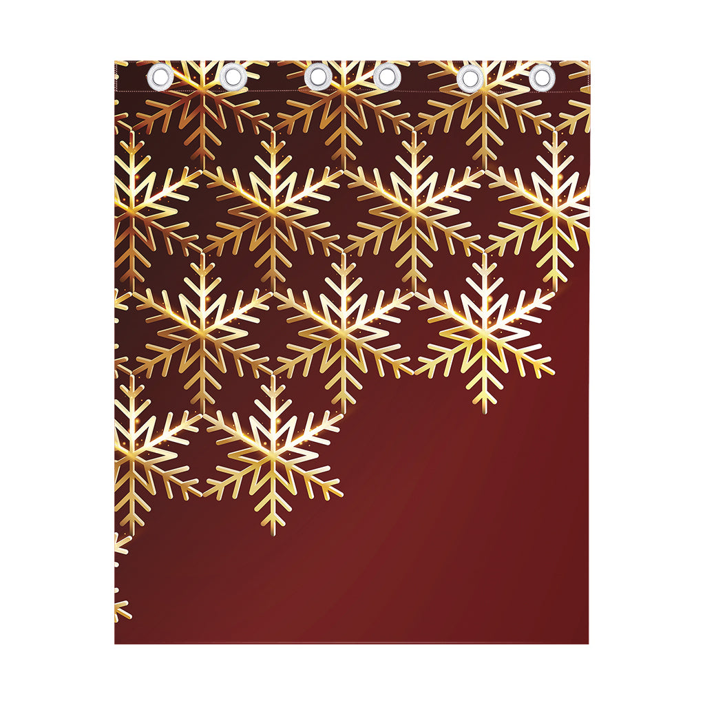 Golden Snowflake Print Curtain
