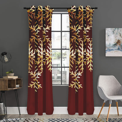 Golden Snowflake Print Curtain