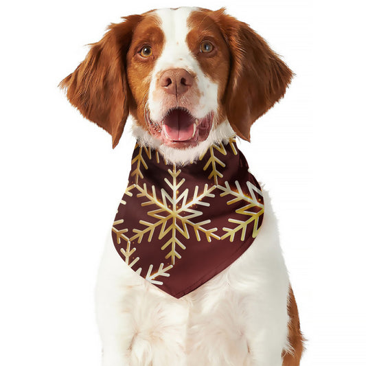 Golden Snowflake Print Dog Bandana