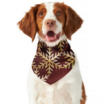 Golden Snowflake Print Dog Bandana