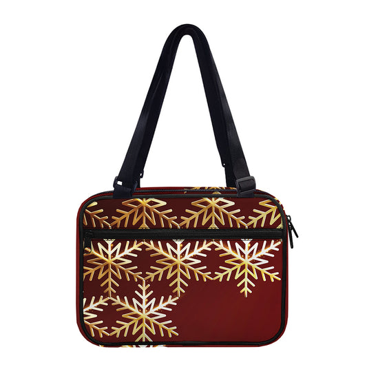 Golden Snowflake Print Double Strap Bible Bag