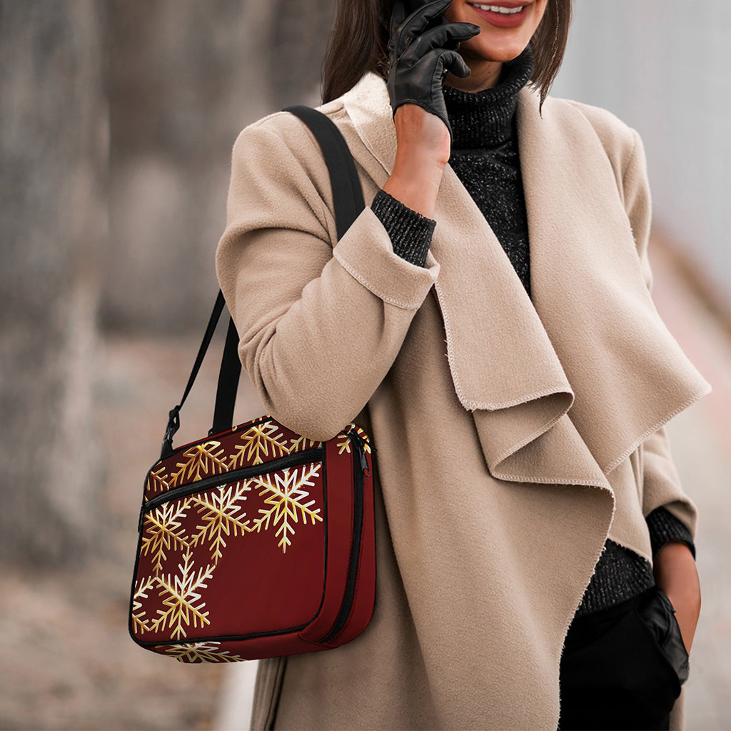 Golden Snowflake Print Double Strap Bible Bag