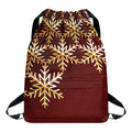 Golden Snowflake Print Drawstring Backpack