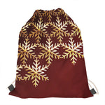 Golden Snowflake Print Drawstring Bag