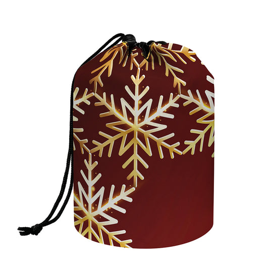 Golden Snowflake Print Drawstring Makeup Bag