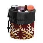 Golden Snowflake Print Drawstring Makeup Bag