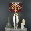 Golden Snowflake Print Drum Lamp Shade
