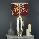 Golden Snowflake Print Drum Lamp Shade