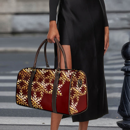Golden Snowflake Print Duffle Bag