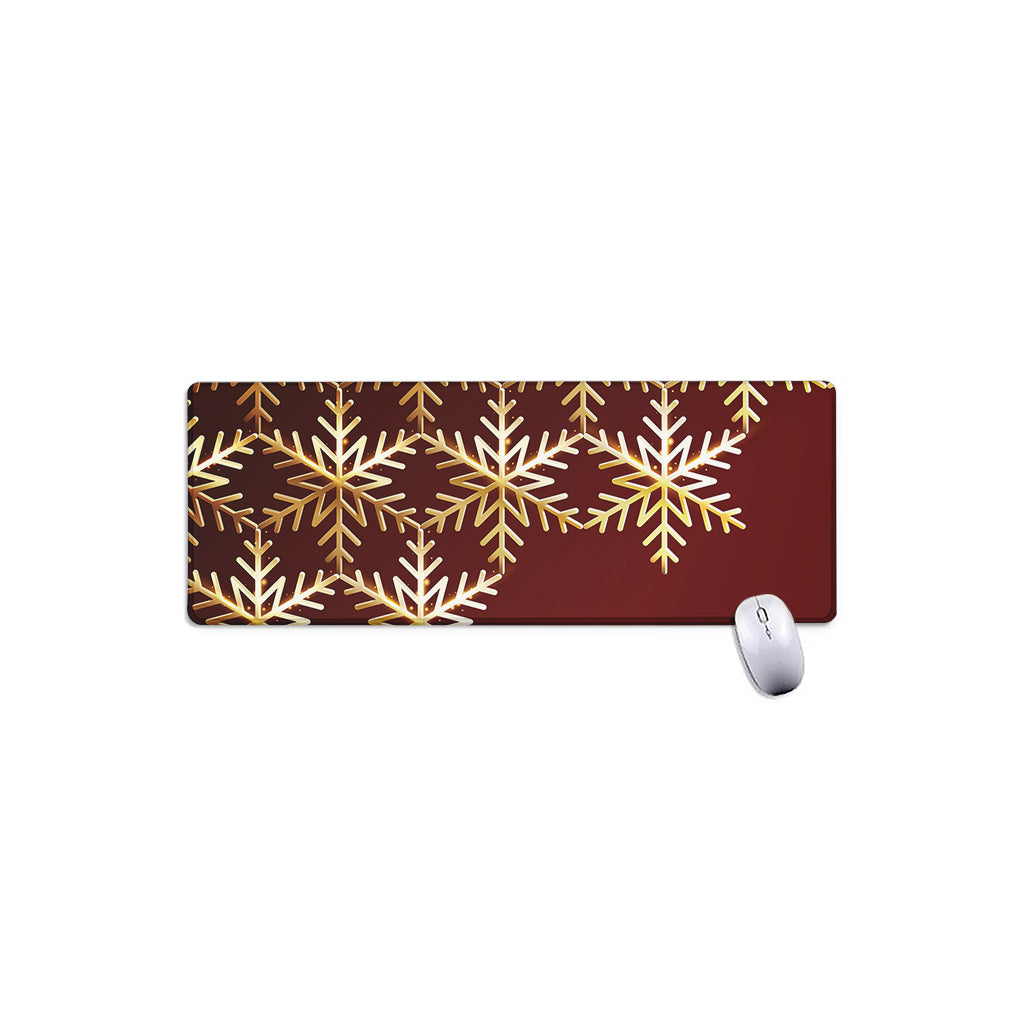 Golden Snowflake Print Extended Mouse Pad