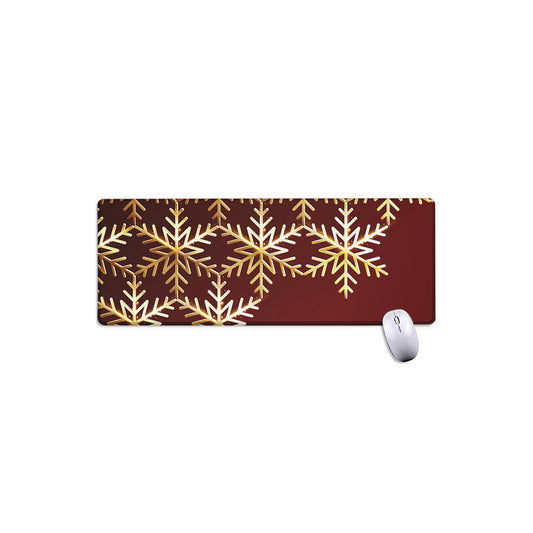 Golden Snowflake Print Extended Mouse Pad