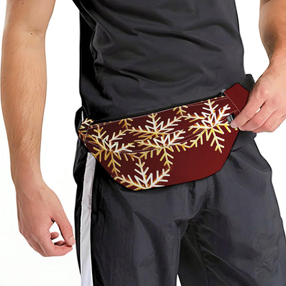 Golden Snowflake Print Fanny Pack