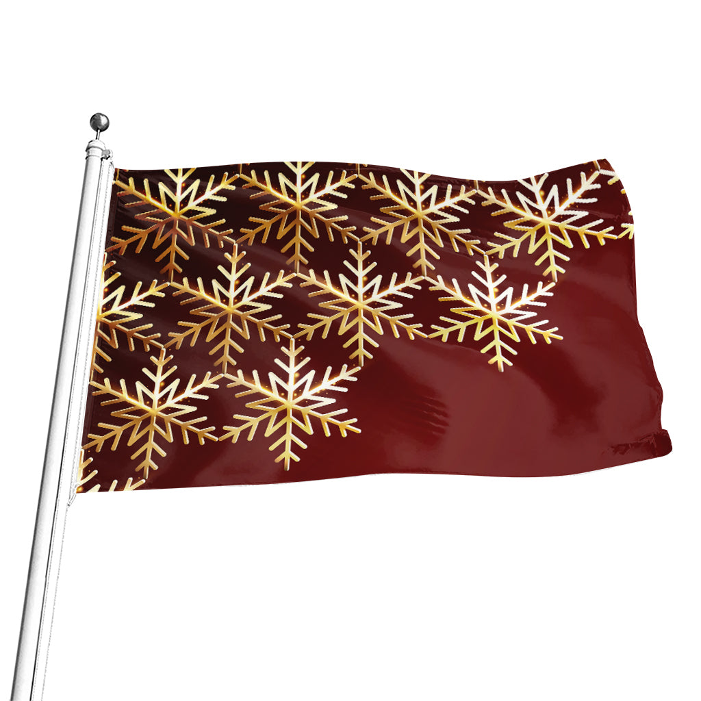 Golden Snowflake Print Flag