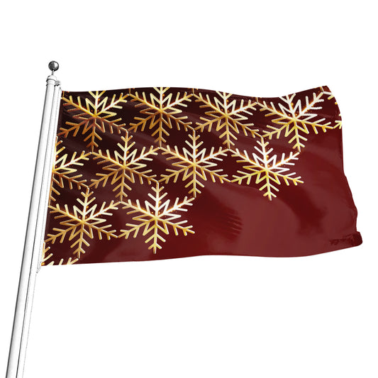 Golden Snowflake Print Flag