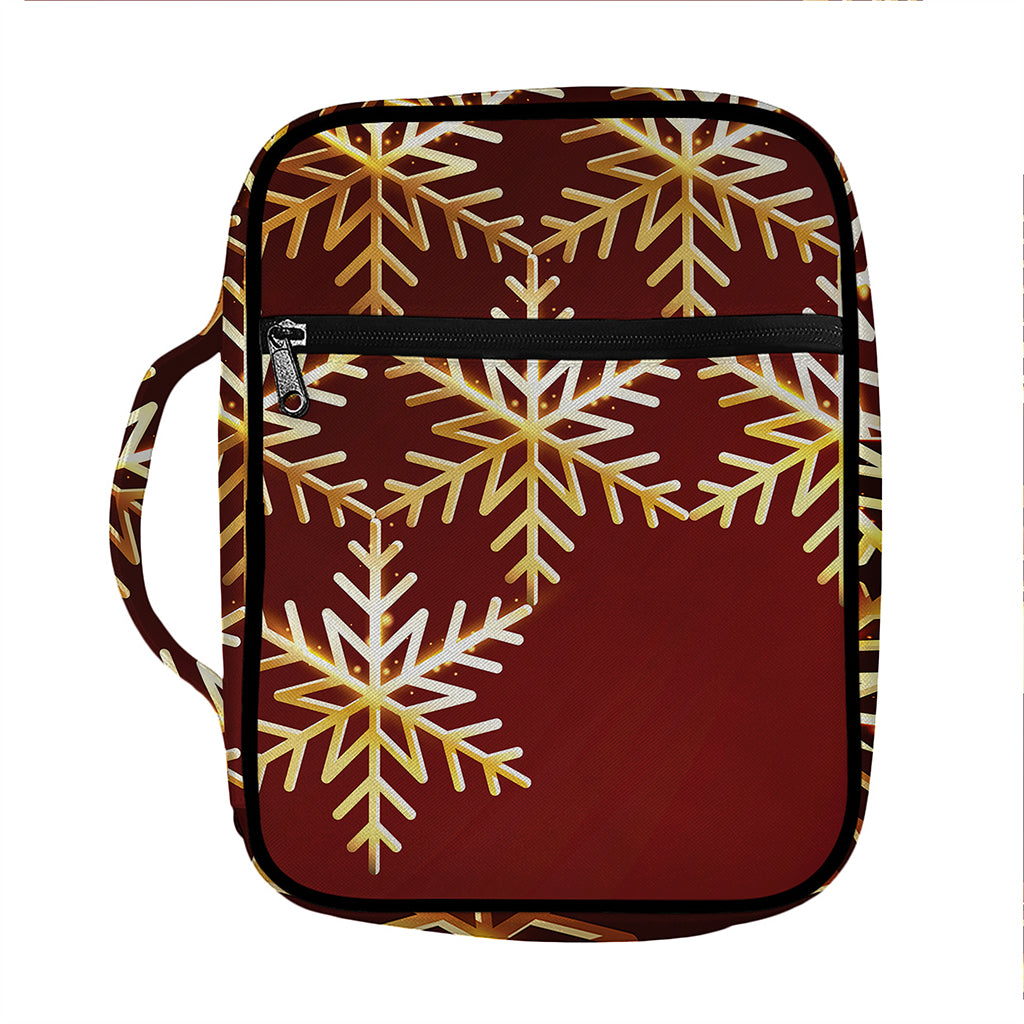 Golden Snowflake Print Front Pocket Bible Bag