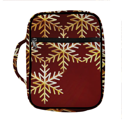 Golden Snowflake Print Front Pocket Bible Bag