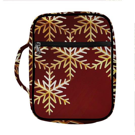 Golden Snowflake Print Front Pocket Bible Bag