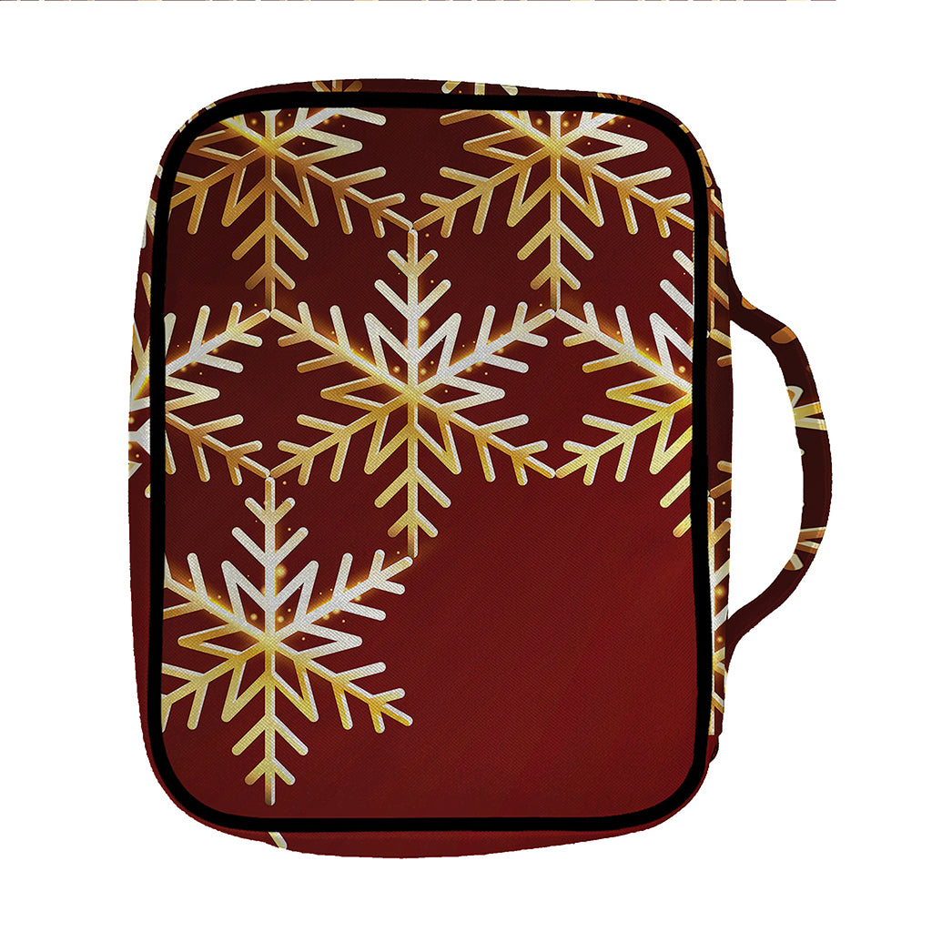 Golden Snowflake Print Front Pocket Bible Bag
