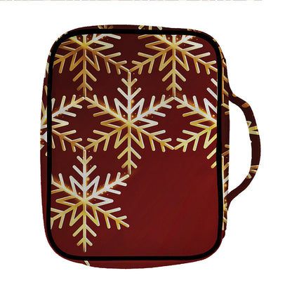 Golden Snowflake Print Front Pocket Bible Bag