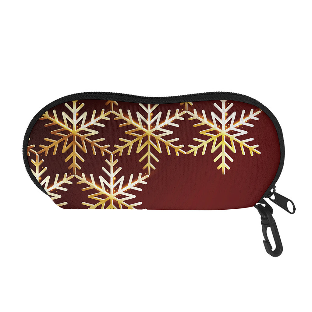 Golden Snowflake Print Glasses Case