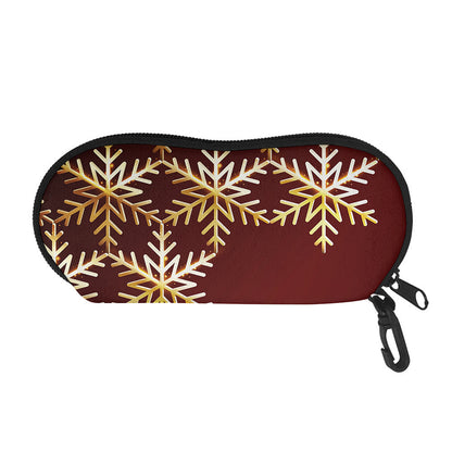Golden Snowflake Print Glasses Case