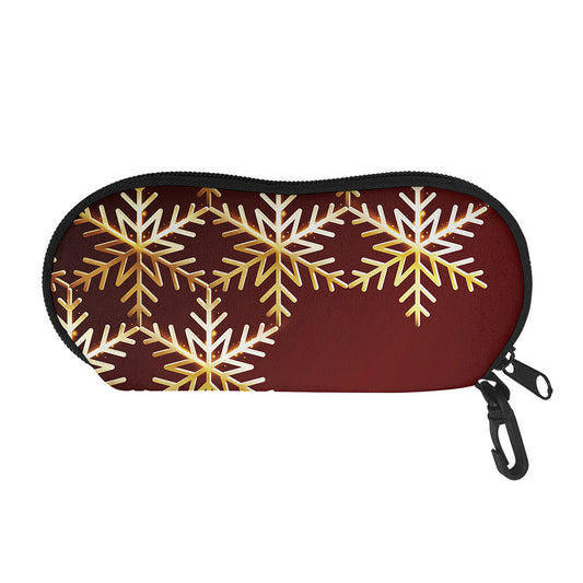 Golden Snowflake Print Glasses Case