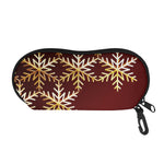 Golden Snowflake Print Glasses Case