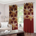 Golden Snowflake Print Grommet Curtains