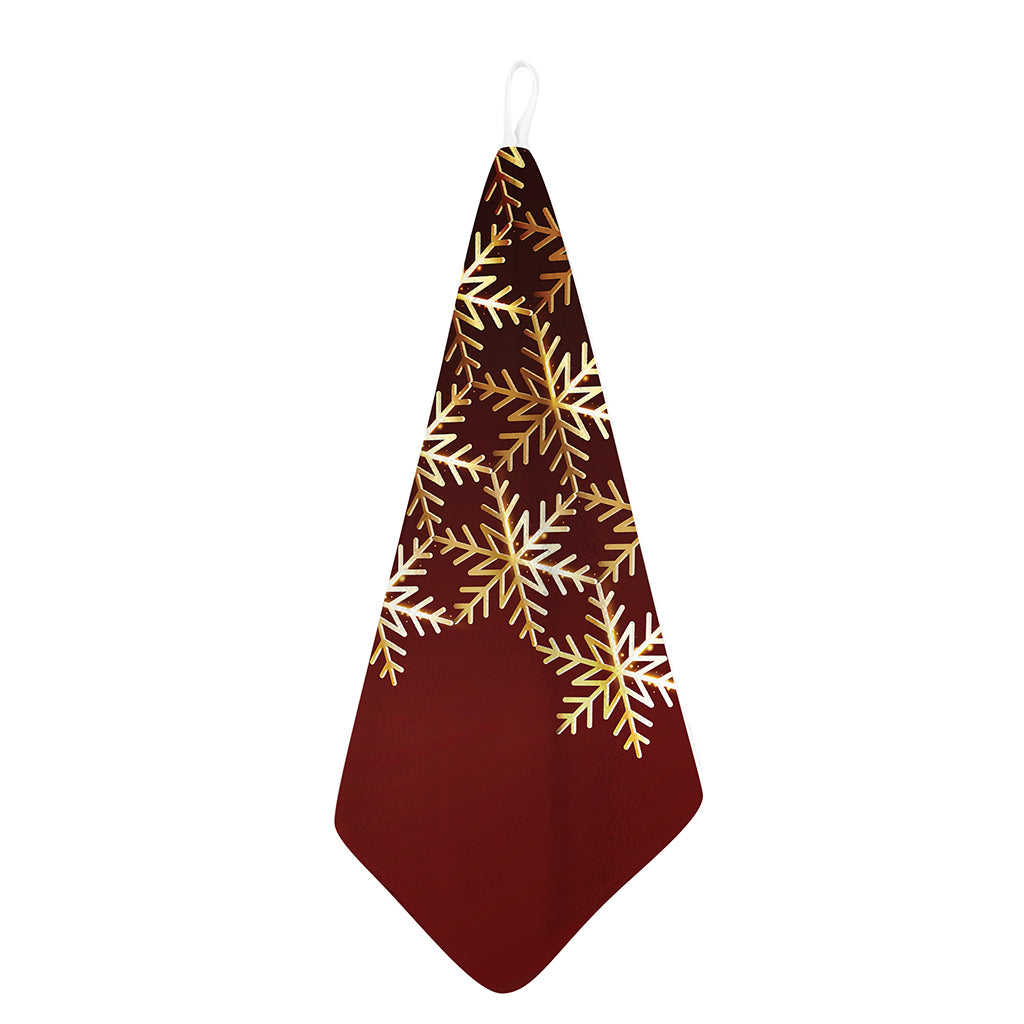 Golden Snowflake Print Hand Towel