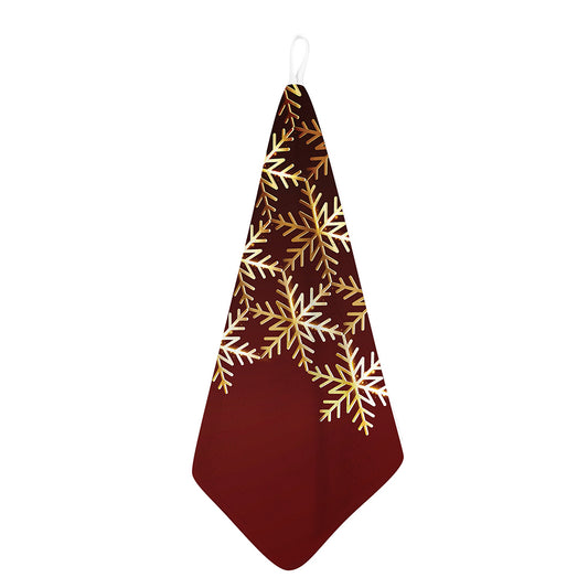 Golden Snowflake Print Hand Towel