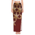 Golden Snowflake Print High Slit Maxi Skirt