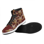 Golden Snowflake Print High Top Leather Sneakers