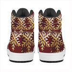 Golden Snowflake Print High Top Leather Sneakers