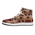 Golden Snowflake Print High Top Leather Sneakers