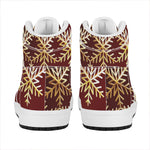Golden Snowflake Print High Top Leather Sneakers