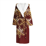 Golden Snowflake Print Hooded Bathrobe