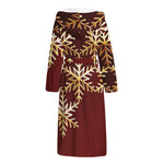 Golden Snowflake Print Hooded Bathrobe