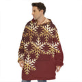 Golden Snowflake Print Hoodie Blanket