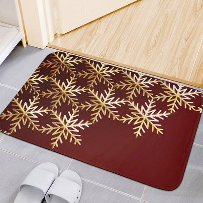 Golden Snowflake Print Indoor Door Mat
