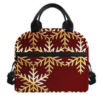 Golden Snowflake Print Insulated Lunch Bag