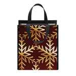 Golden Snowflake Print Insulated Lunch Tote
