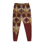 Golden Snowflake Print Jogger Pants