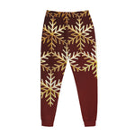 Golden Snowflake Print Jogger Pants
