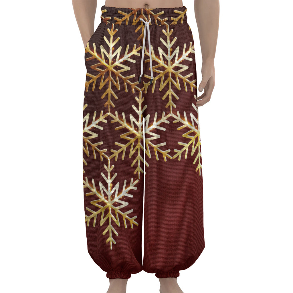 Golden Snowflake Print Lantern Pants