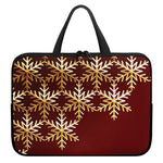 Golden Snowflake Print Laptop Sleeve With Handle