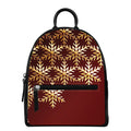 Golden Snowflake Print Leather Backpack