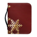 Golden Snowflake Print Leather Bible Cover