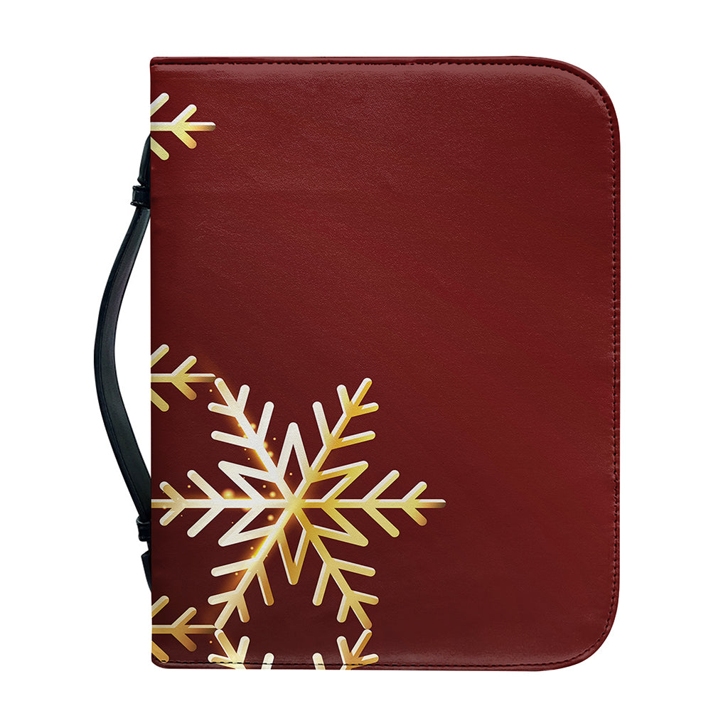 Golden Snowflake Print Leather Bible Cover