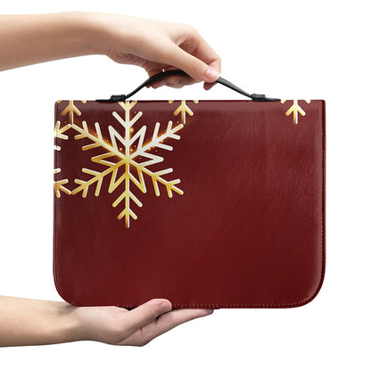 Golden Snowflake Print Leather Bible Cover